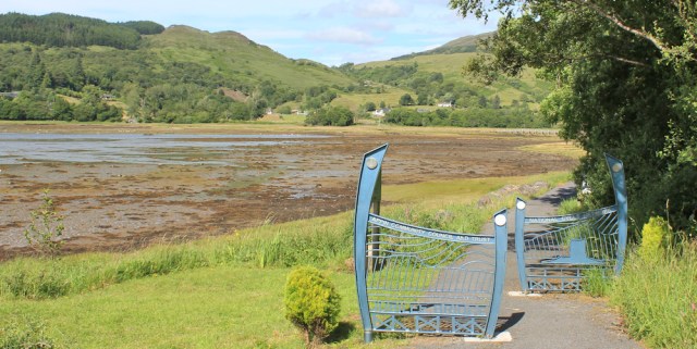 73 footpath to Jubilee Bridge, Ruth hiking around the coast of Scotland