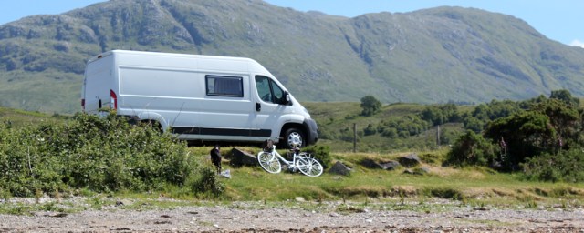 11 camper van, Cuil Bay, Ruth's coastal walk around Scotland