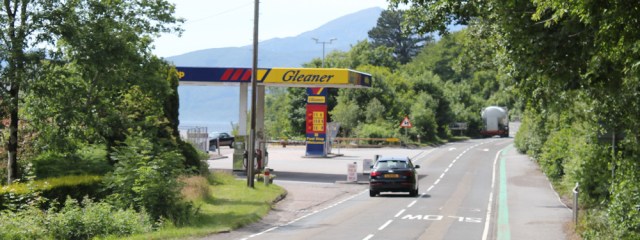 19 petrol station, road to Fort William, Ruth's coastal walk around Scotland