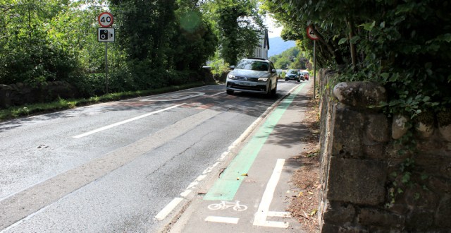 21 narrow cycle lane, Onich, Ruth's coastal walk around Scotland