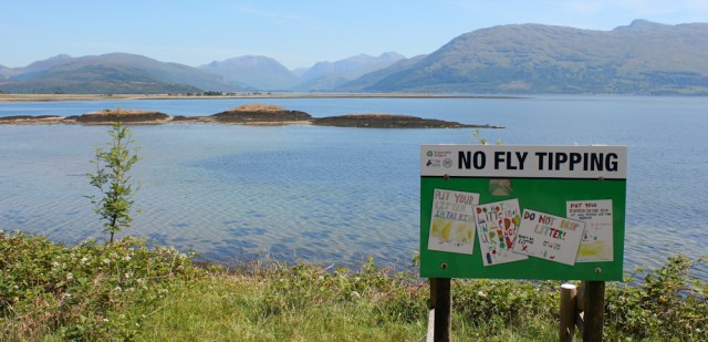 22 no fly tipping, Loch Linnhe, Ruth hiking around Scotland