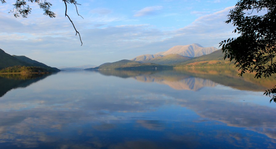 Loch Linnhe at sunset, Ruth Livingstone hiking through the Highlands of Scotland