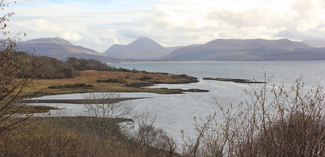 37 looking up Loch Linnhe, Ruth hiking the coast of Morvern Peninsula