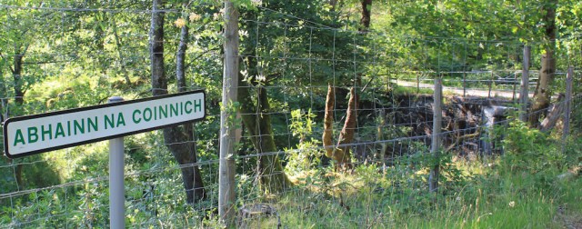 59 Abhainn na Coinnich, Ruth hiking from Kingairloch to Lochaline, Morvern