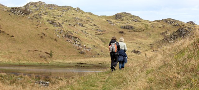 09 wakers near Beinn Bhrear, Ruth walking the coast of Scotland, Castle Tioram