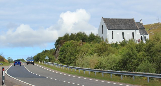 06 Our Lady of the Braes church, Ruth walking to Arisaig, Scotland