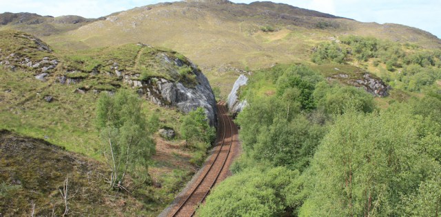 09 bridge over railway track at Polnish, Ruth walking to Arisaig, Scotland