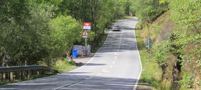 28 Beasdale station, Ruth walking to Arisaig, Scotland