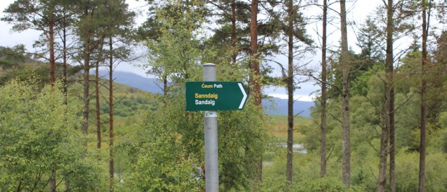 01 footpath sign, Ruth walking the Scottish coast from Arnisdale to Sandaig