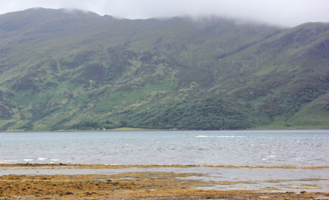 02 Knoydart and Loch Hourn, with motor boat, Ruth's coastal walk around Scotland