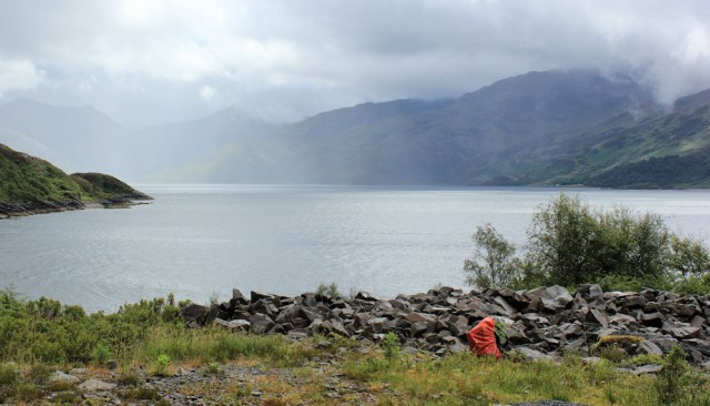 03 misty view down Loch Hourn, Ruth walking the Scottish coast from Arnisdale to Sandaig