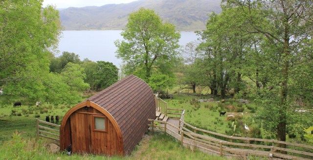 08 holiday huts, Ruth walking along the shore of Loch Morar