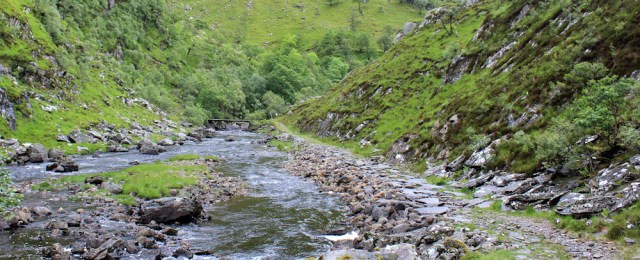 08 rocky river walk, Ruth hiking down Glen Arnisdale to Corran
