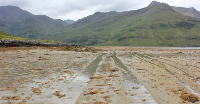 10 tracks on Barrisdale Beach, Ruth's coastal walk, Knoydart, Scotland