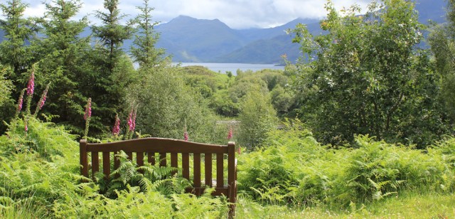 13 roadside bench, Ruth walking the Scottish coast from Arnisdale to Sandaig