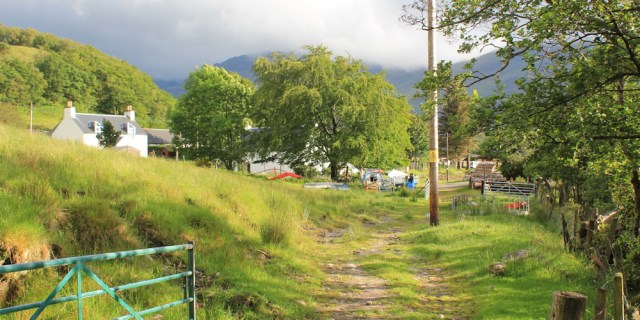 36 last gate into Corran, Ruth walking down Glen Arnisdale, Scotland
