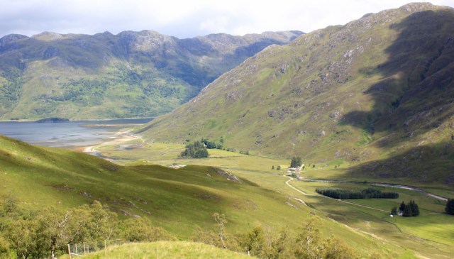 37 beautiful Barrisdale Bay, Ruth walking across from Inverie, Knoydart Peninsula