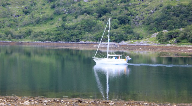 37 sailing ship coming back along Loch Hourn, Ruth's coastal walk, Scotland