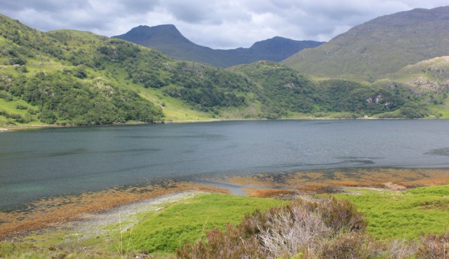 46 mountains of Lochaber, Ruth walking up Loch Hourn, Scotland