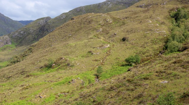 47 another climb before Skiary, Ruth walking up Loch Hourn, Scotland
