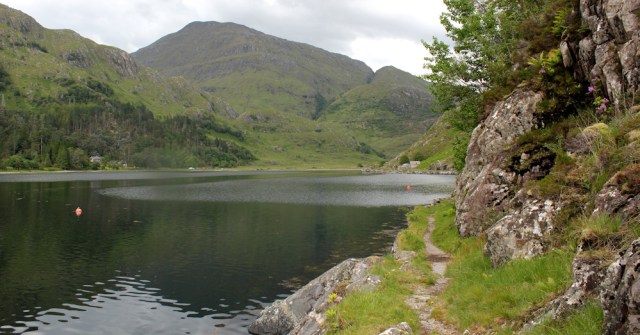 56 top of Loch Hourn, Ruth walking round the coast of Scotland