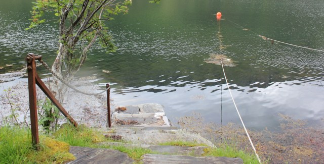 57 ferry steps, Kinloch Hourn, Ruth walking round the coast of Scotland