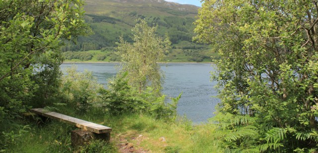 06 bench overlooking water, walking round the coast of Glenelg, Scotland