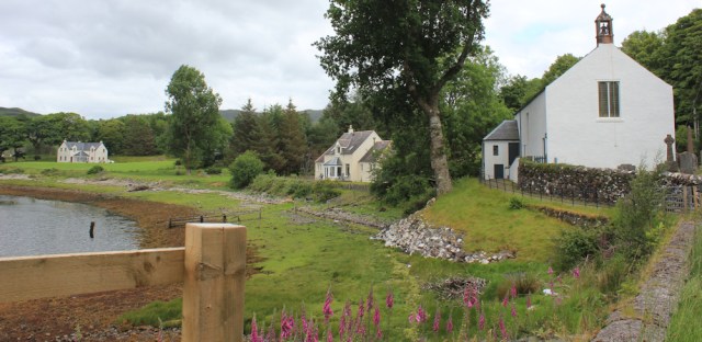 44 Glenelg church, Ruth hiking around the Glenelg peninsula