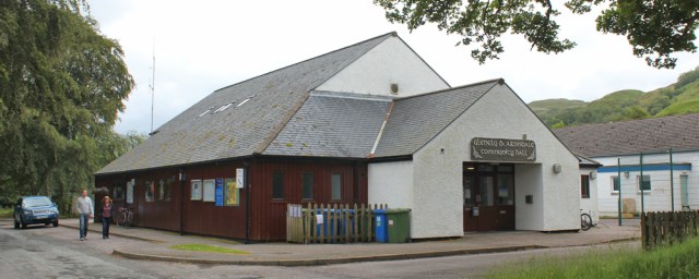 52 Glenelg Community Hall, Ruth hiking around the coast of Scotland