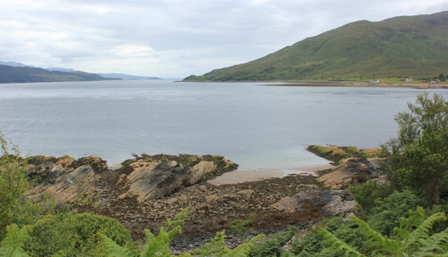 75 view down the Sound of Sleat, Ruth walking to the Kylerhea Ferry, Glenelg