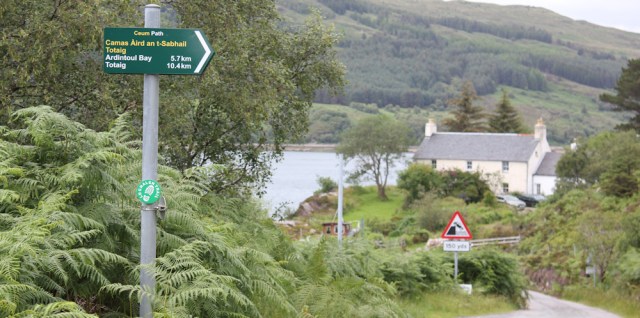 80 footpath sign for Ardintoul, Kylerhea Ferry, Ruth hiking the Scottish coast