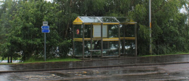 02 rainy bus stop, Eileen Donan Castle, Ruth's coastal walk around Scotland