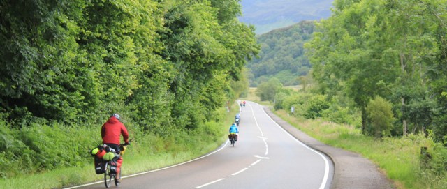 23 cyclists on the A87, Ruth's coastal walk around Scotland