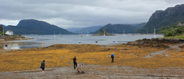 01 beach at Plockton, Ruth walking the coast of the Scottish Highlands