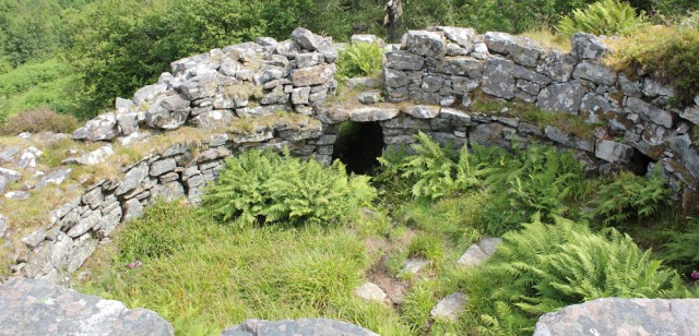 03 internal view of the Caisteal Grugaig, Ruth walking the coast of the Glenelg Peninsula, Scotland