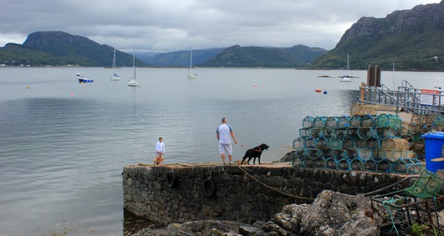 03 pier for boat trips, Plockton, Ruth walking the coast of the Scottish Highlands