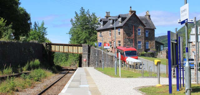 03 Strome Ferry Station, Ruth hiking round the coast of Scotland