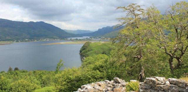 04 view from the Caisteal Grugaig, Ruth walking the coast of the Glenelg Peninsula, Scotland