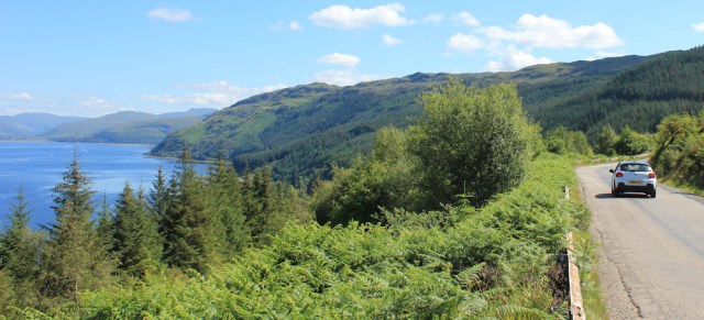 06 high road, A890, Ruth walking the shore of Loch Carron
