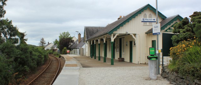 06 Plockton station, Ruth walking the coast of the Scottish Highlands