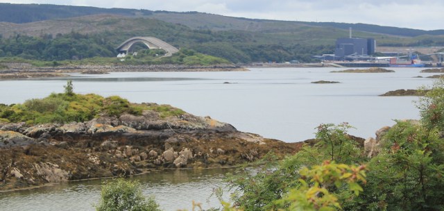 13 Skye Bridge and industial wharf, Ruth hiking to Plockton, Scotland