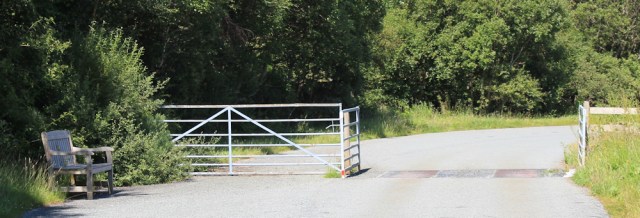 35 bench by cattle grid, Achmore, Loch Carron, Ruth's coastal walk around Scotland