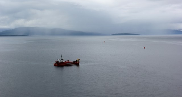 37 rain clouds, Ruth crossing Skye Bridge, coastal walk