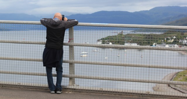 38 male photographer, Ruth crossing Skye Bridge, coastal walk