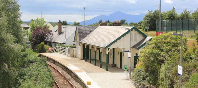 38 Plockton station from the bridge, Ruth walking the coast of the Scottish Highlands