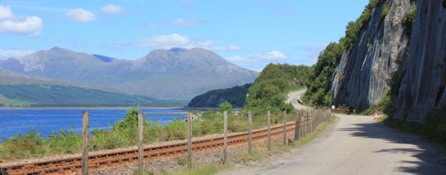 53 uphill climb after Avalanche Shelter, Ruth walking the shore of Loch Carron