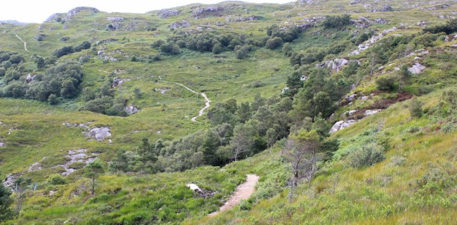 57 path across high ground to Kyle, Ruth hiking the Scottish coast