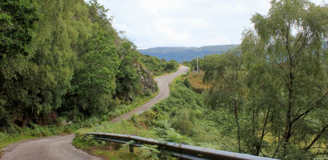 09 road winds from Ardaneaskan to Loch Carron, Loch Carron, Ruth's coastal walk around Scotland