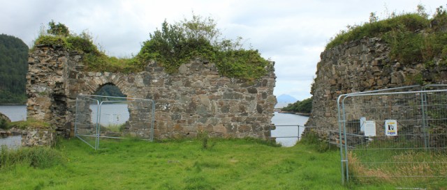 19 scaffolding Strome Castle, Loch Carron, Ruth's coastal walk around Scotland