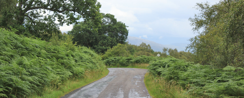23 rain-soaked road to Lochcarron, Ruth walking around the coast of mainland Britain